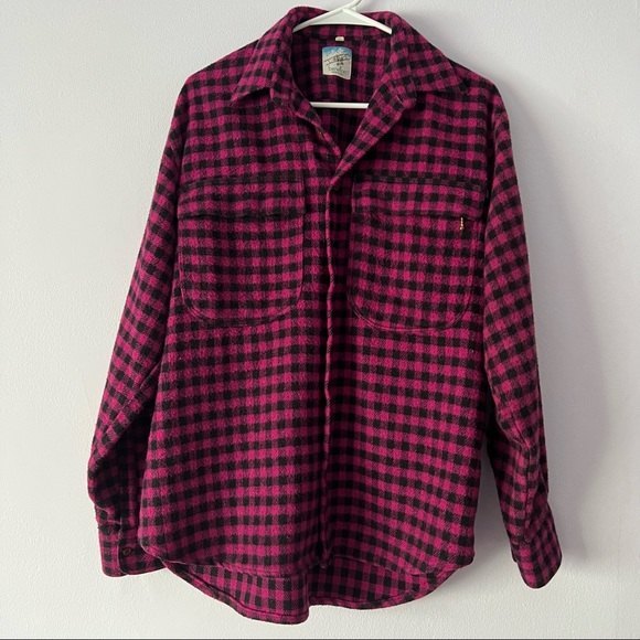 Benelton Made in Italy Checkered Shacket Pink Black - Picture 2 of 14